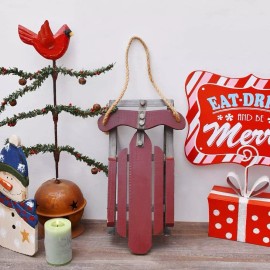 Eview Christmas Sled Decor Santa Sleigh Wall Decoration Wooden Sled Christmas Decorati