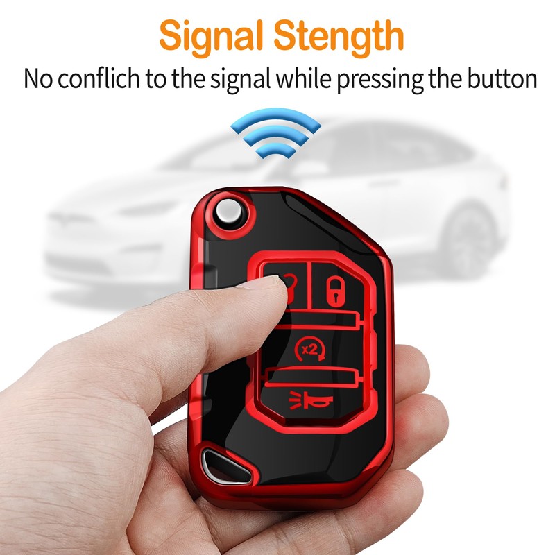 Sindeda for Jeep Key Fob Cover with Keychain Soft Full