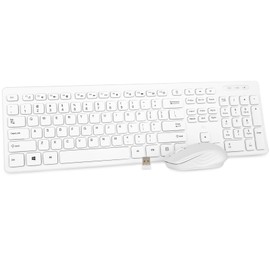 Wireless Keyboard and Mouse Combo - Rii Standard Office PC Keyboard and Optical Wireless Mice (White)