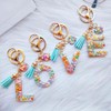 Colorful Initial Letter Keychains with Heart Charm and Tassel