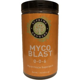Myco Blast Concentrate 1lb Bottle Makes 94 Gallons by Supreme Growers Single Use Inoculant Coats Plant Roots Enhances Soil Fertility Fortified with Trichoderma