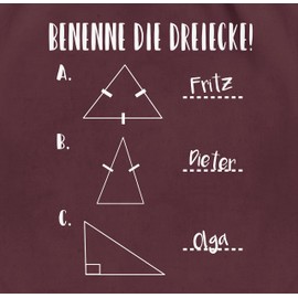 Shirtracer - Gym Bag Backpack - Teacher - Bags - Name the Triangles Maths, 03 Bordeaux Red