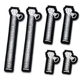 Fastener Patches, Set of 6, Large, Medium and Medium, Zipper Chuck, Embroidery Patch, Applique Patch, Iron On, Sewing, Iron Patch, Repair, DIY, Craft, Kindergarten, Nursery School (Large, Medium, Small)