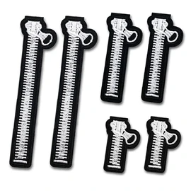 Fastener Patches, Set of 6, Large, Medium and Medium, Zipper Chuck, Embroidery Patch, Applique Patch, Iron On, Sewing, Iron Patch, Repair, DIY, Craft, Kindergarten, Nursery School (Large, Medium, Small)