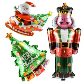 Pack of 3 Christmas Balloons, Christmas Foil Balloons, Christmas Decoration Balloons, Merry Christmas Balloons, Christmas Balloons for Carnival Party, New Year Decoration