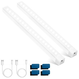 2 Piezas Luz Closet con Sensor Lámpara, Luz Led con Sensor de Movimiento, Luces para Debajo del Clóset Recargables, Brillo Ajustable, para Recámara, Clóset, Pasillo (Blanco)