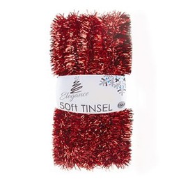 Homestreet 50ft Tinsel Garland For Christmas Tree Decorating 15 Metres of Sparkly Metallic Xmas Foil Extra Long for Stairs or Crafts (Red)