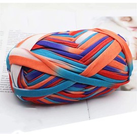 1 x Colourful T-Shirt Yarn Knitting Yarn Fabric Crochet Fabric for DIY Knitwear Item No. (# 55 Blue & Orange)