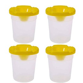 SEIWEI 4Pcs Non Spill Paint Pots with Lids Plastic for Kids Arts & Crafts Painting Supplies (Yellow)