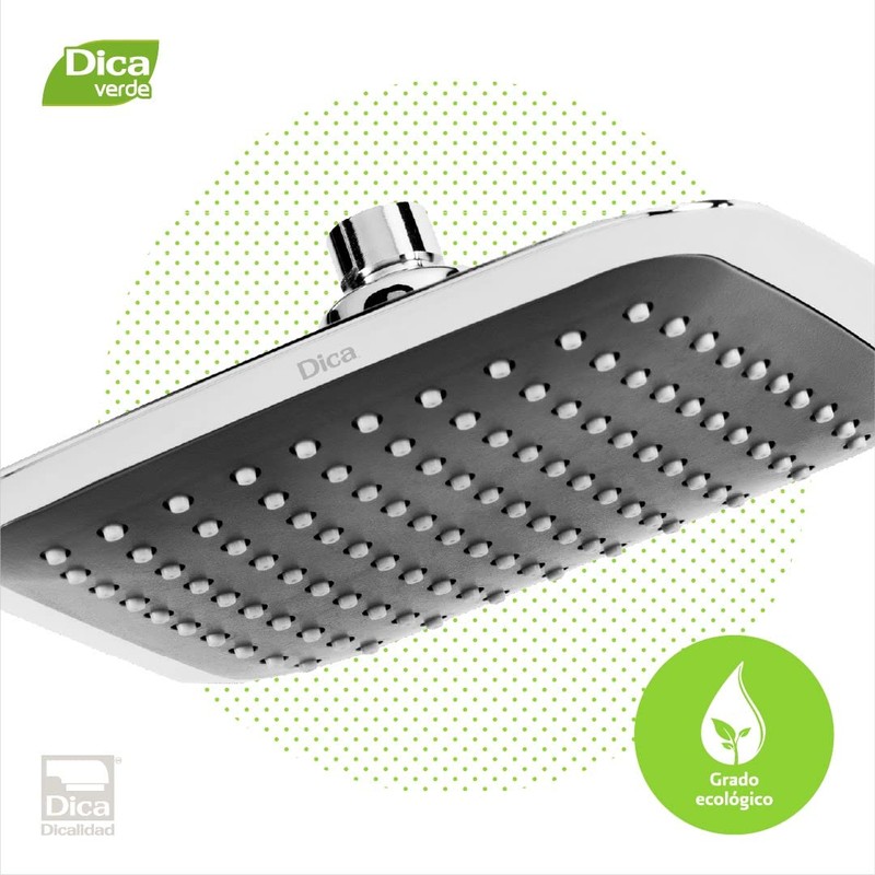 Dica 4531BL Regadera tipo Plato 8” Cuadrado, Acabado Cromo