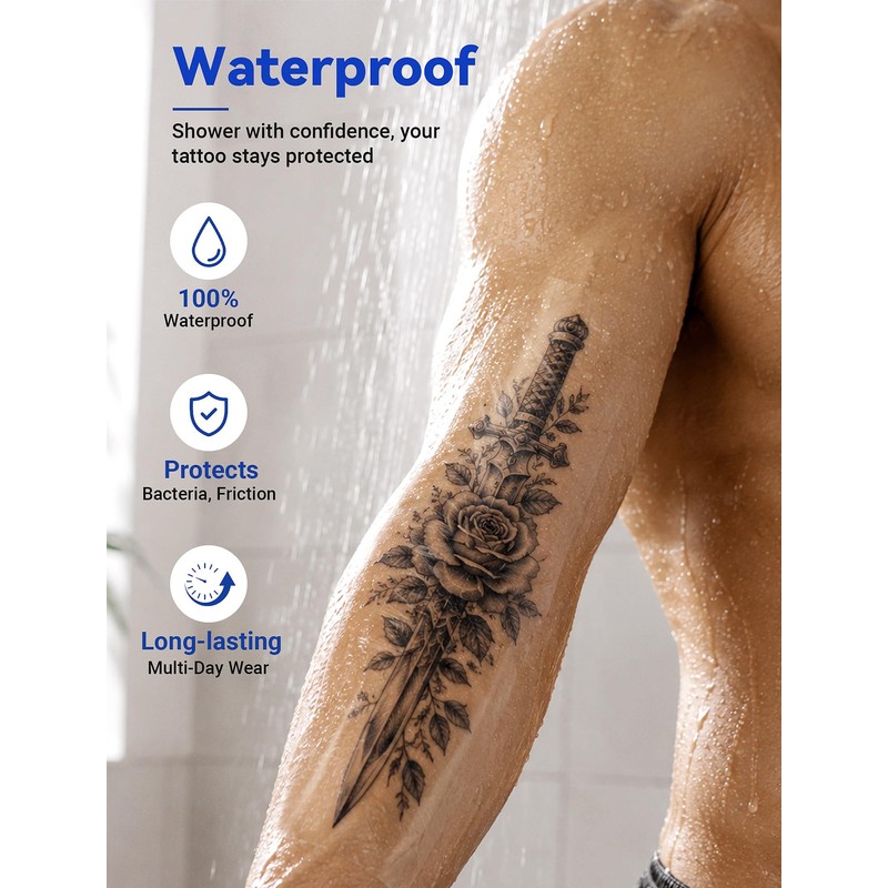3 Rolls Tattoo Aftercare Bandage, Waterproof Tattoo Film for Shower