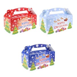 HENBRANDT 12 x Christmas Large Party Lunch Boxes for Christmas Parties Xmas Dinner Food Box Gift Box Party Favours Goodies Treats Empty Cardboard Packaging for Boys and Girls