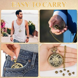 DND Dice Set, 7Pcs Mini D&d Dice with Bronze Steampunk Gear Pocket Watch Shell Case, Polyhedral & RPG Dice Metal For Role Playing Table Game Dungeon and Dragons MTG RPG D20 D12 D10 D% D8 D6 D4