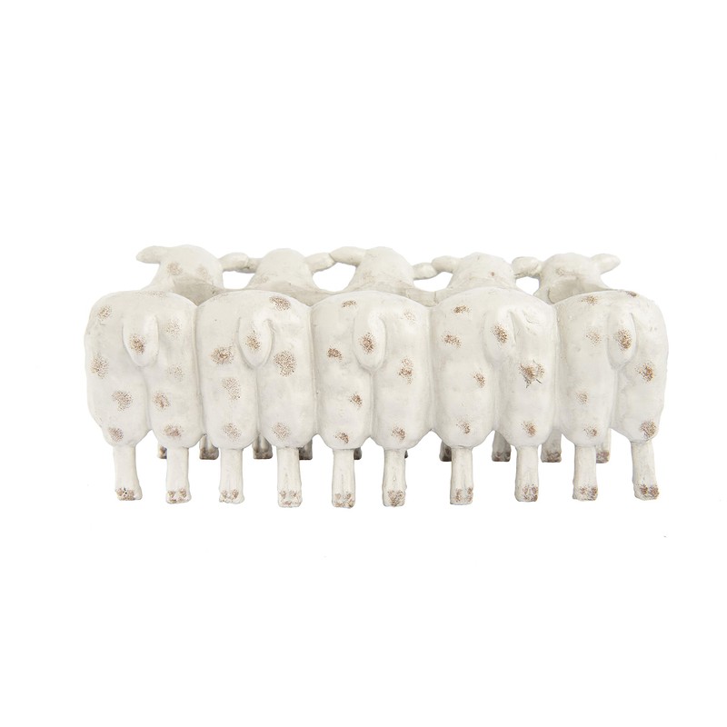 Creative Co-Op Resin Sheep Planter with Distressed Finish, White