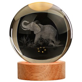 JANARARY Large 3D Elephant Lamp Crystal Ball Night Light, Light up Elephant 16 Color Changing with Remote Control for Bedroom Decor, Cool Desk Decor Gift for Teens Boys and Girls, Elephant