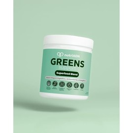 nutriADN Greens Support Superfood Blend | L-Glutamina + L-Teanina | Con Cúrcuma, Jengibre y Pimienta Negra | Mezcla de Superverdes, Prebióticos y Enzi