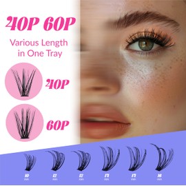 Azenlo Azenlo Lash Extensions Cluster DIY Lashes 240pcs 40D 60D 8-16mm Eyelash Clusters Individual Lashes Lash Kit Think Band Lash Kit.