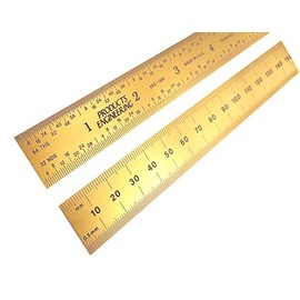 PEC Tools Rigid 6" 150 mm English/Metric Titanium Nitride Coated Extreme Scratch Resistant Ultra High Contrast Machinist Engineer Ruler Scale with Markings .5mm, mm, 1/32" and 1/64" 262-006TN