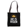 Easter HE IS RISEN Religious Typography Tote Bag