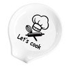 YTNONT Ceramic Patterned Fork Spoon Rest with Message Let's Cook,