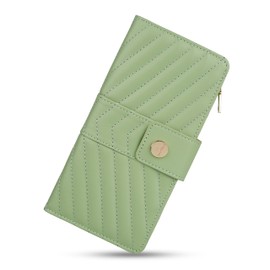 Sunpour Wallets for Women,RFID Blocking Wallets Ladies Thin Trifold Wallets Vegan Leather Credit Card Holder with Zipper Pocket(Mint Green)