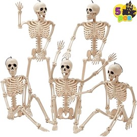 JOYIN - 5 Esqueletos articulados de Halloween de 40 cm, con articulaciones articuladas, para decoración de Halloween, Cementerio, casa embrujada y esc