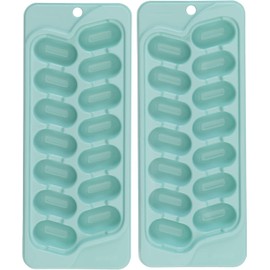 GoodCook Pack of 2 Plastic Ice Cube Trays with 14 Half Oz. Cavities Each (28 Cubes Total), Stackable Ice Cube Mold Trays, Blue