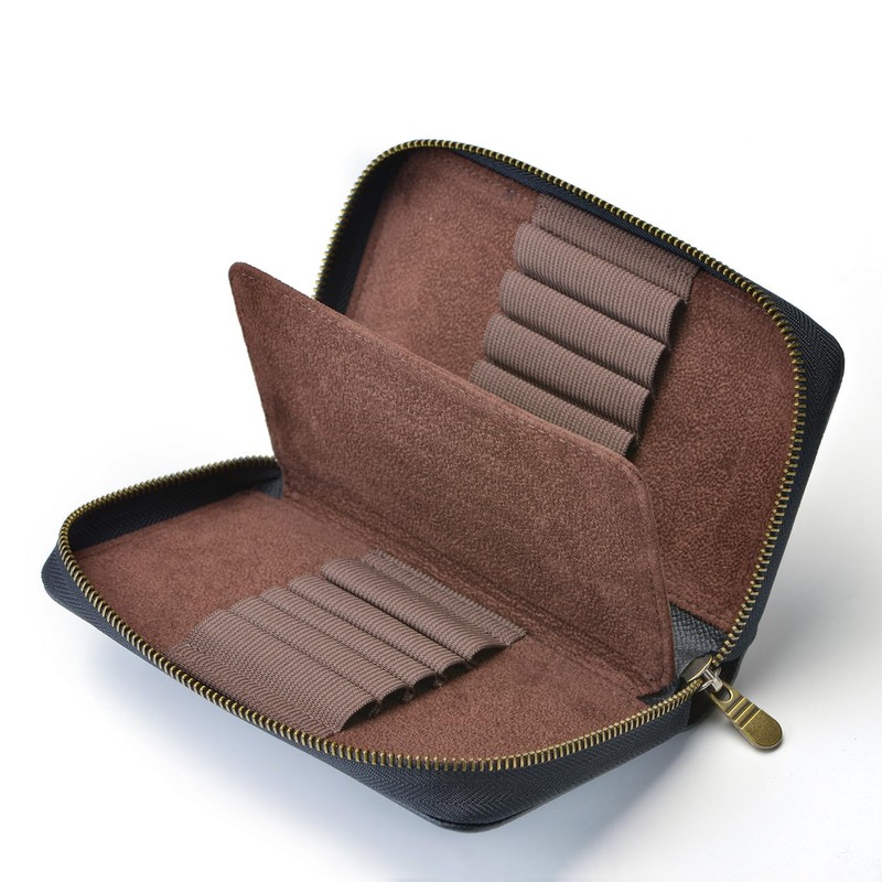 Fountain Pen Leather Pen Case 10 Divided Slots Black, Rollerball