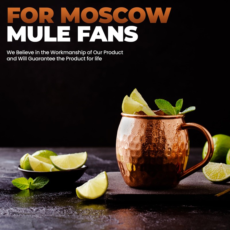 Moscow Mule Cups Set of 4 | 100% Pure Copper