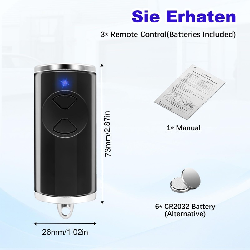 Wvoillty 868 MHz Handheld Transmitter Compatible with Hörmann, Garage Door
