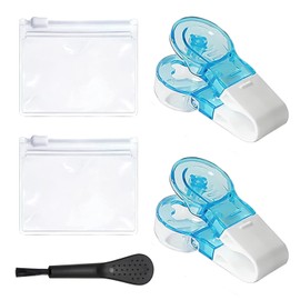 2 Piece Pill Dispenser with 1 Piece Brush, 2 Piece Zipper Bag, Pill Punch, Pill Dispenser, Storage Box for Pill Dispenser, Pill Dispenser Aid, Portable Pill Divider