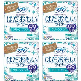 Sofy Hadaomoi Liner, Clean Plus, 62 Sheets x 4 Packs