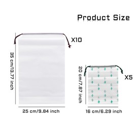 MultiValue Travel Shoe Bags, 15 Pcs Portable Waterproof Shoe Organizer Bags with 2 Size Shoe Storage Bags Clear Large Capacity Reusable Cloth Drawstring Bags for Men Women