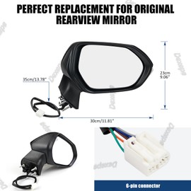 Dexepe Passenger Side Mirror Assembly Compatible with Toyota Corolla 2020-2025 Heated with Turn Signal, Power Adjustable Glass Replace 8791012F80, TO1321394, 8791002926 Black (6Pin Right)