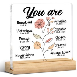 Christian Gifts for Women, Inspirational Religious Gifts for Female Friends on Birthday Mothers Day Christmas, Bible Verses Jesus Catholic Spiritual Gift Acrylic Plaque Desk Sign Home Decor