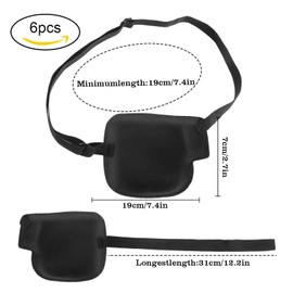 Pack of 6 Adjustable Eye Patches for Adults Children, Medical Eye Patch, Adjustable, Adjustable Pirate Eye Patch for Left or Right Eyes, Lazy Amblyopia and Cosplay