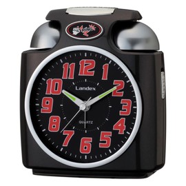 LANDEX YT5243BK Loud Alarm Clock Gachibel Analog Snooze with Light Black