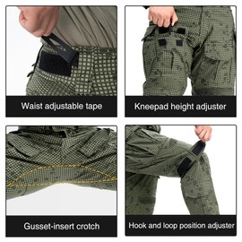 IDOGEAR OUTDOOR Men's G3 Combat Pants with Knee Pads, Camouflage, Tactical, Green, 30W x 31L