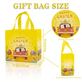 Jaywayang 4Pack Happy Easter Gift Bags with 20 pcs Tattoo, Easter Non-woven Bags with Handle for Kids, Reusable Easter Goodie Bags, Rabbit Bunny Treat Bags, Easter Party Supplies.