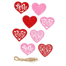 VILLFUL 8Pcs Heart Shaped Present Tags for Valentine's Day Romantic Hanging Decoration for DIY Crafts and Weddings for Wrapping Candy Boxes and