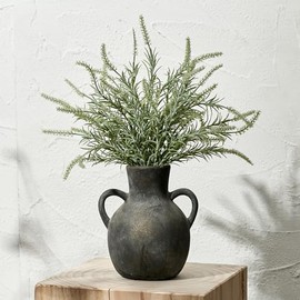 SIDUCAL - Florero rústico de cerámica con 2 asas, jarrón de terracota, flor decorativa de cerámica para decoración del hogar, mesa, boda, sala de estar, decoración de estantes, 7.3 pulgadas, bronce