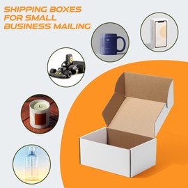 Lyeasw 9x6x4 Inch Shipping Boxes 20 Pack Corrugated Cardboard Box Mailer for Small Business Mailing Packing, White