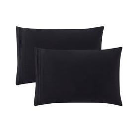 Clara Clark Pillow Cases Queen - Ultra Soft Pillow Cover, Lightweight Microfiber Pillow Cases Set of 8 - Envelope Closure Pillowcases, Black.