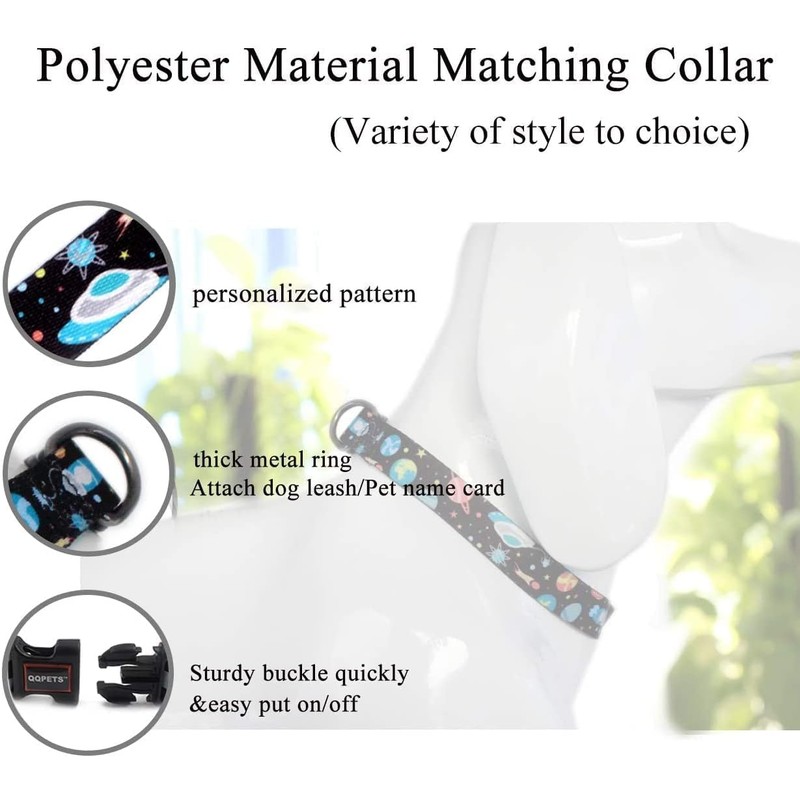 Roses&Poetry Dog Collar with Colourful Star Patterns, Adjustable Durable Puppy