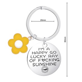 Yellow Flower Keychain with Stainless Steel,Floral Design Keyring for Women,Inspirational Gift for Teacher,Sister Birthday Presents,Cute Keychain for Friends,Inspirational Keyrings for Women