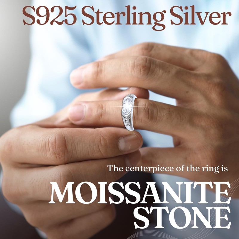 Halukakah Men's Moissanite Ring The Eye of Horus in Platinum-plated