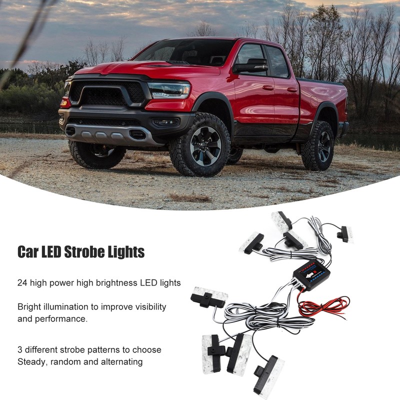 12V Car Emergency Strobe Lights Bright Illumination 24 LED Lights