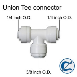 PureSec 1/4-inch to 3/8 inch Union Tee Connector Push to Connect Plastic Quick Fitting for water purification&RO System (5, 1/4" Tube O.D.X3/8" Tube O.D.X1/4" Tube O.D.)