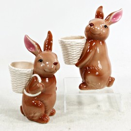 Rabbit With White Basket Planter Set of 2 – 14 x 10 x 17 cm