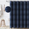 Dynamene Navy Blue Fabric Shower Curtain, Tufted Chenille Striped Textured